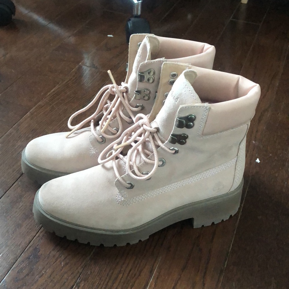 Light Pink Suede Timberland Boots Size 8